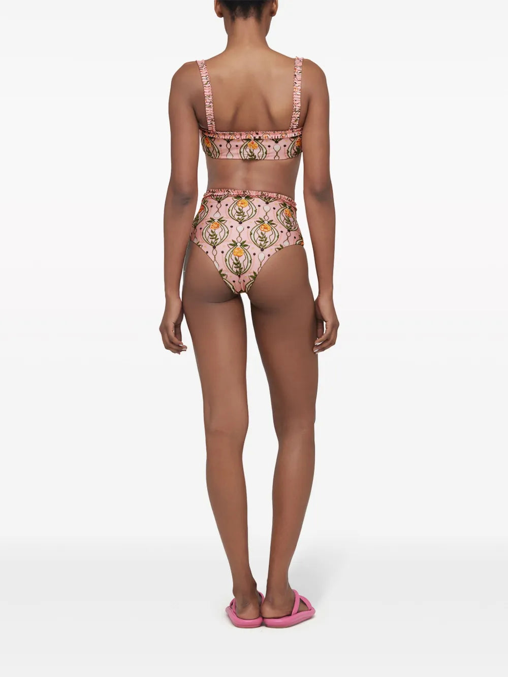Nopal Lunar Floral-Embroidered Bikini Bottom