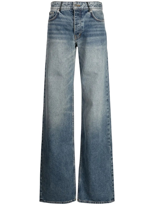 Straight-Leg Stonewashed Jeans