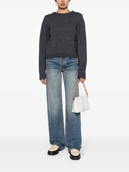 Straight-Leg Stonewashed Jeans