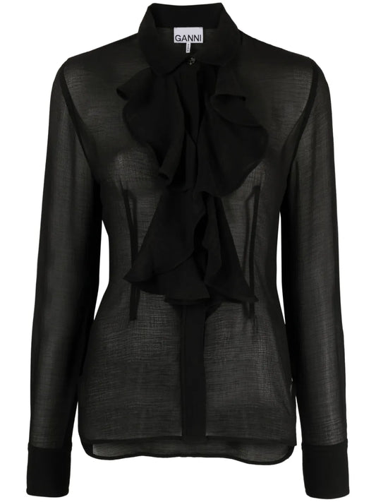 Ruffled Chiffon Shirt