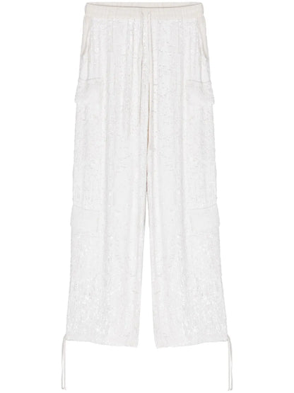 Sequinned Drawstring Cargo Trousers