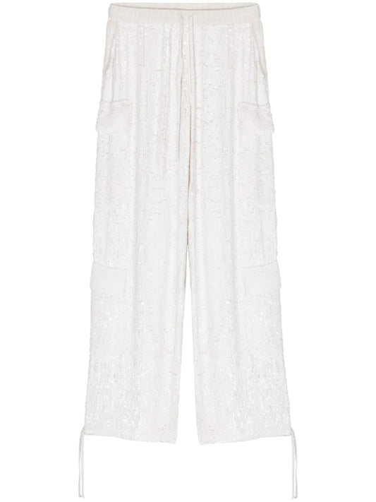 Sequinned Drawstring Cargo Trousers