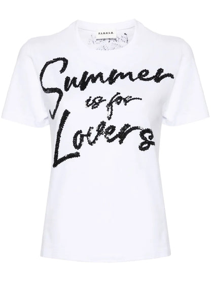 Sequin Embellished Cotton T-Shirt