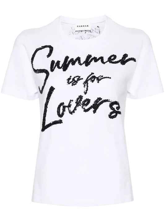 Sequin Embellished Cotton T-Shirt