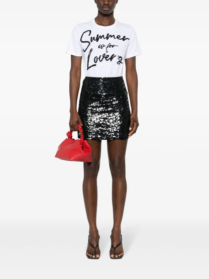 Sequin Embellished Cotton T-Shirt