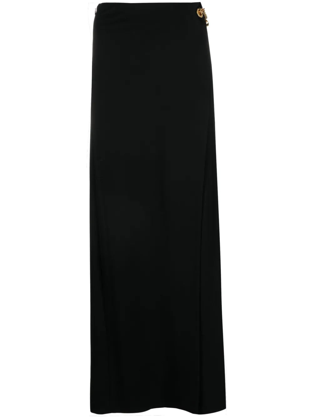 Padlock-Detail Asymmetric Maxi Skirt