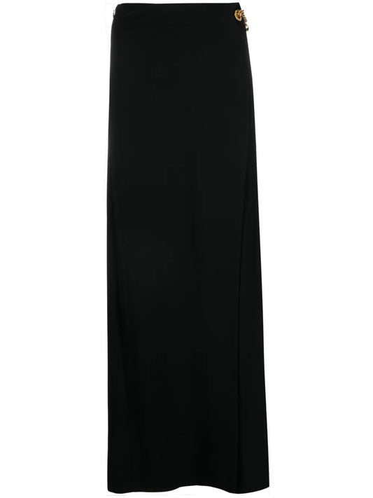 Padlock-Detail Asymmetric Maxi Skirt