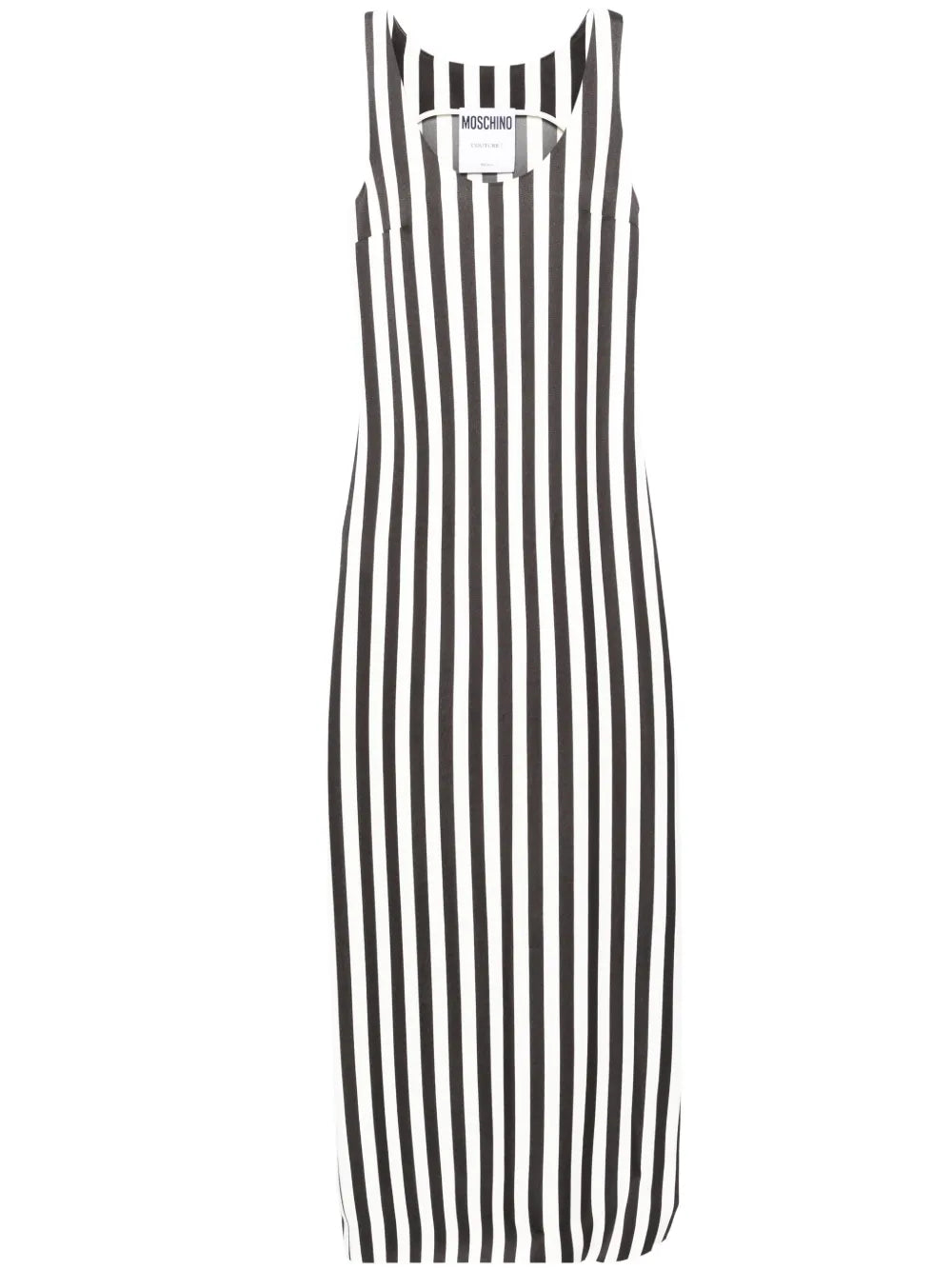 Scoop-Neck Striped Long Dress