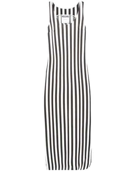 Scoop-Neck Striped Long Dress