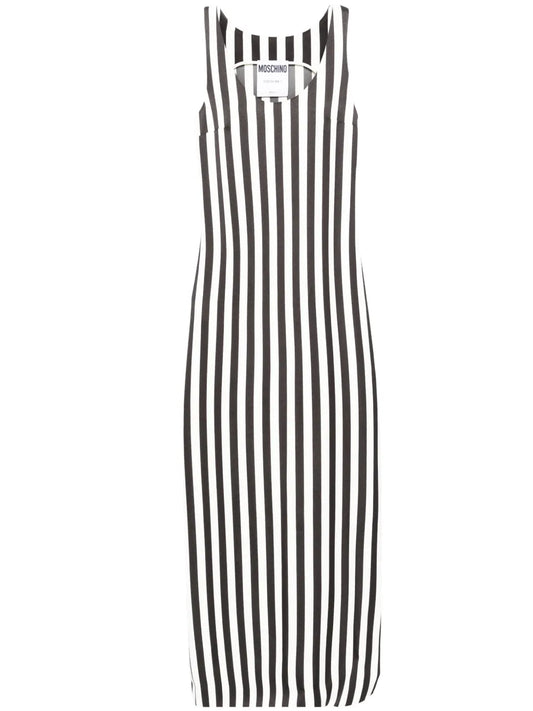 Scoop-Neck Striped Long Dress