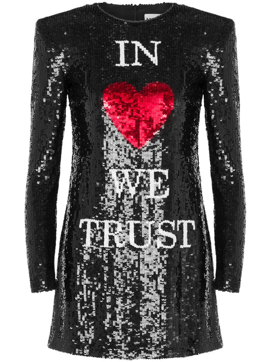 In Love We Trust Sequin-Embellished Minidress