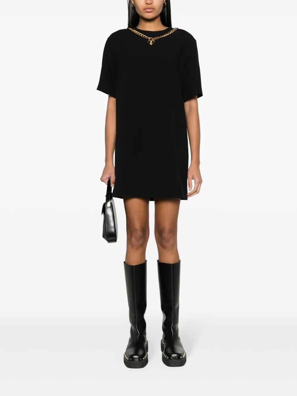 Heart-Charm Crepe Minidress
