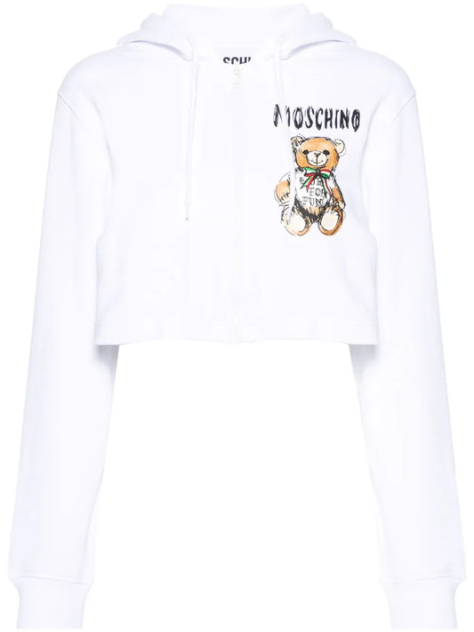 Teddy Bear-Print Zip Hoodie