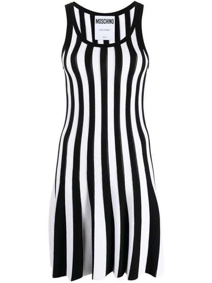 Striped Ribbed-Knit Minidress