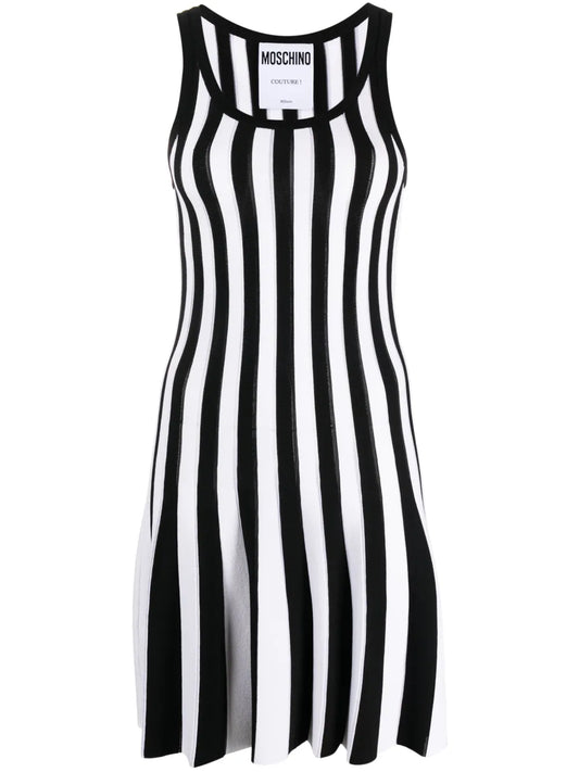 Striped Ribbed-Knit Minidress