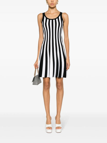 Striped Ribbed-Knit Minidress