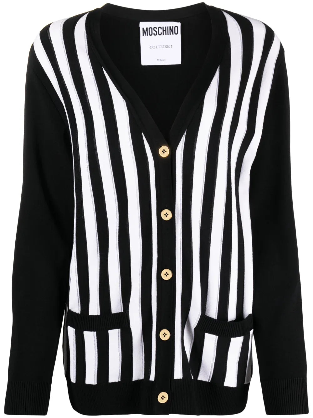 Striped Ribbed-Knit Cardigan