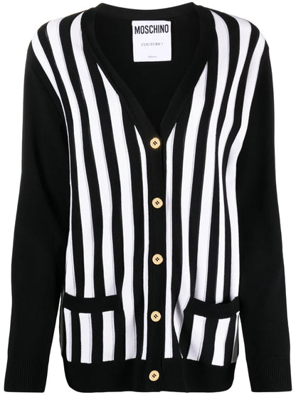 Striped Ribbed-Knit Cardigan