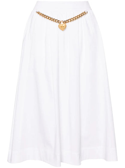 Heart-Charm Ruched Midi Skirt