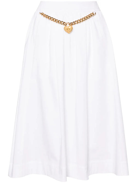 Heart-Charm Ruched Midi Skirt