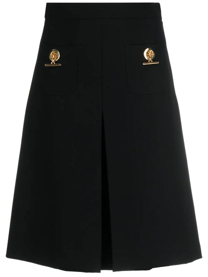 Pleated A-Line Midi Skirt