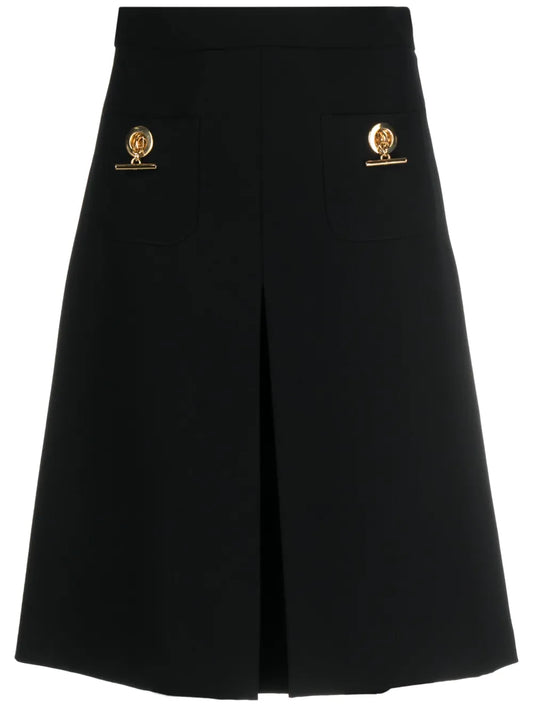Pleated A-Line Midi Skirt