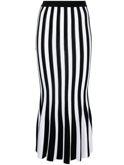Striped Knitted Midi Skirt