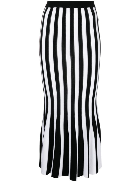 Striped Knitted Midi Skirt
