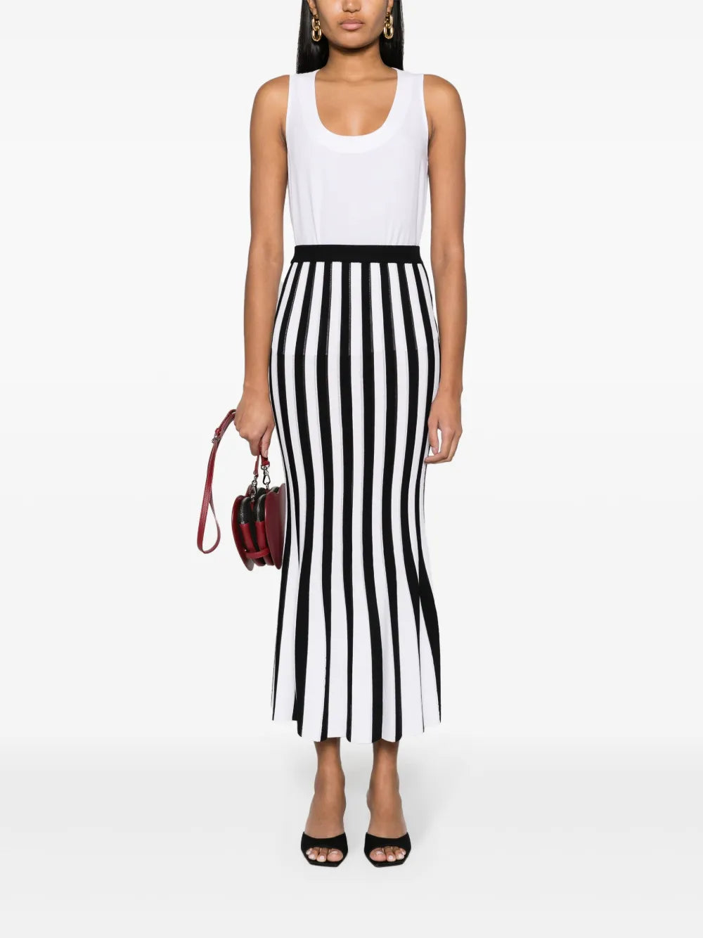 Striped Knitted Midi Skirt