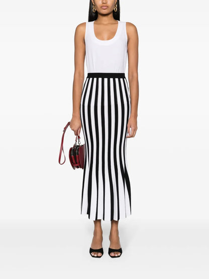 Striped Knitted Midi Skirt