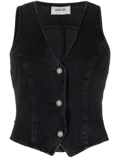 Heller Button-Up Denim Waistcoat