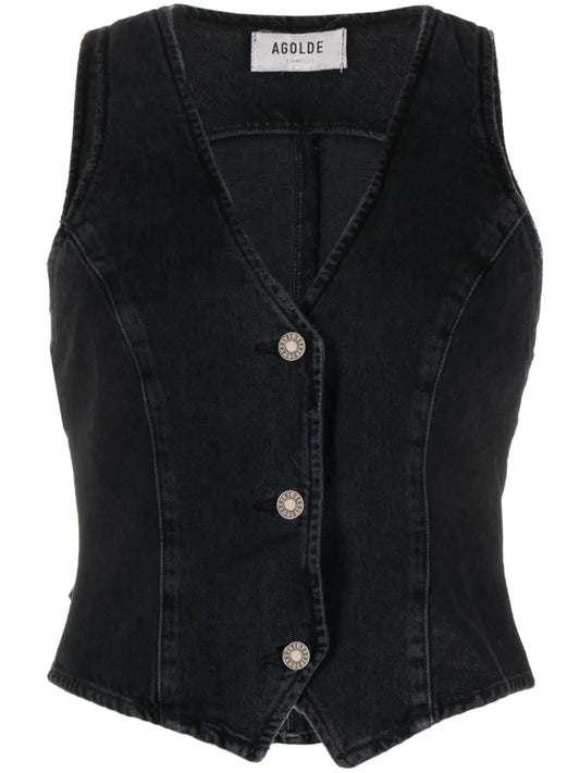 Heller Button-Up Denim Waistcoat