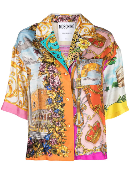 Graphic-Print Silk Shirt