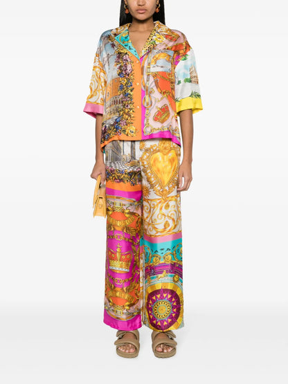 Graphic-Print Silk Shirt