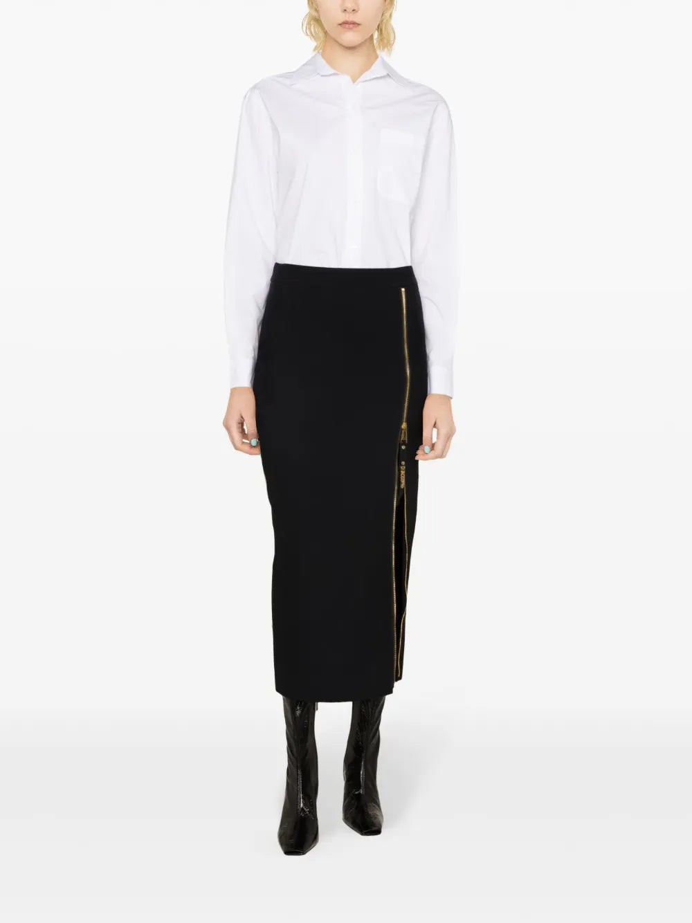Logo-Lettering Straight Midi Skirt
