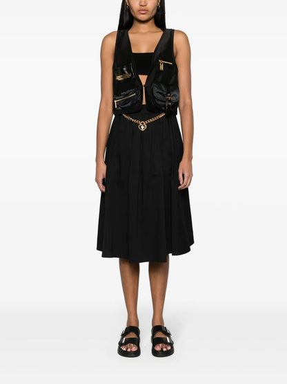 Heart-Charm Ruched Midi Skirt