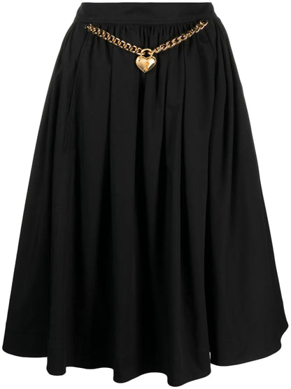 Heart-Charm Ruched Midi Skirt