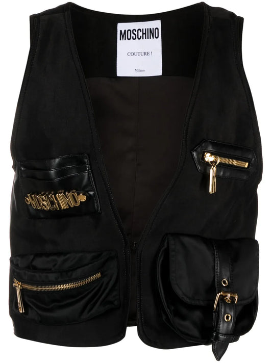 Lettering Logo-Plaque Satin Gillet