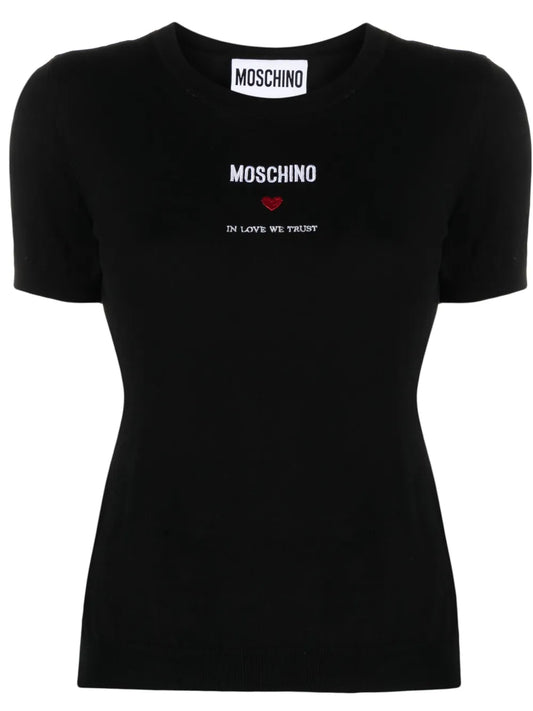 Logo-Embroidered Cotton Knitted Top