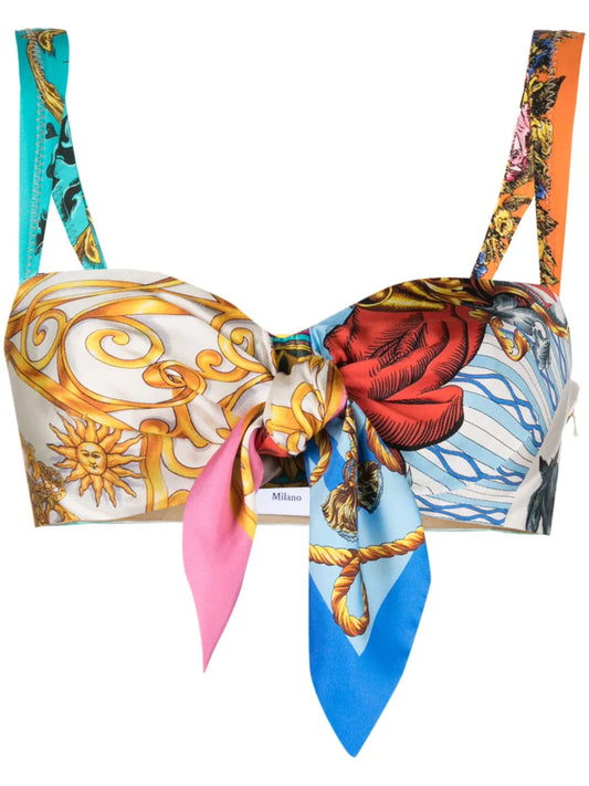 Mix-Print Silk Bralette