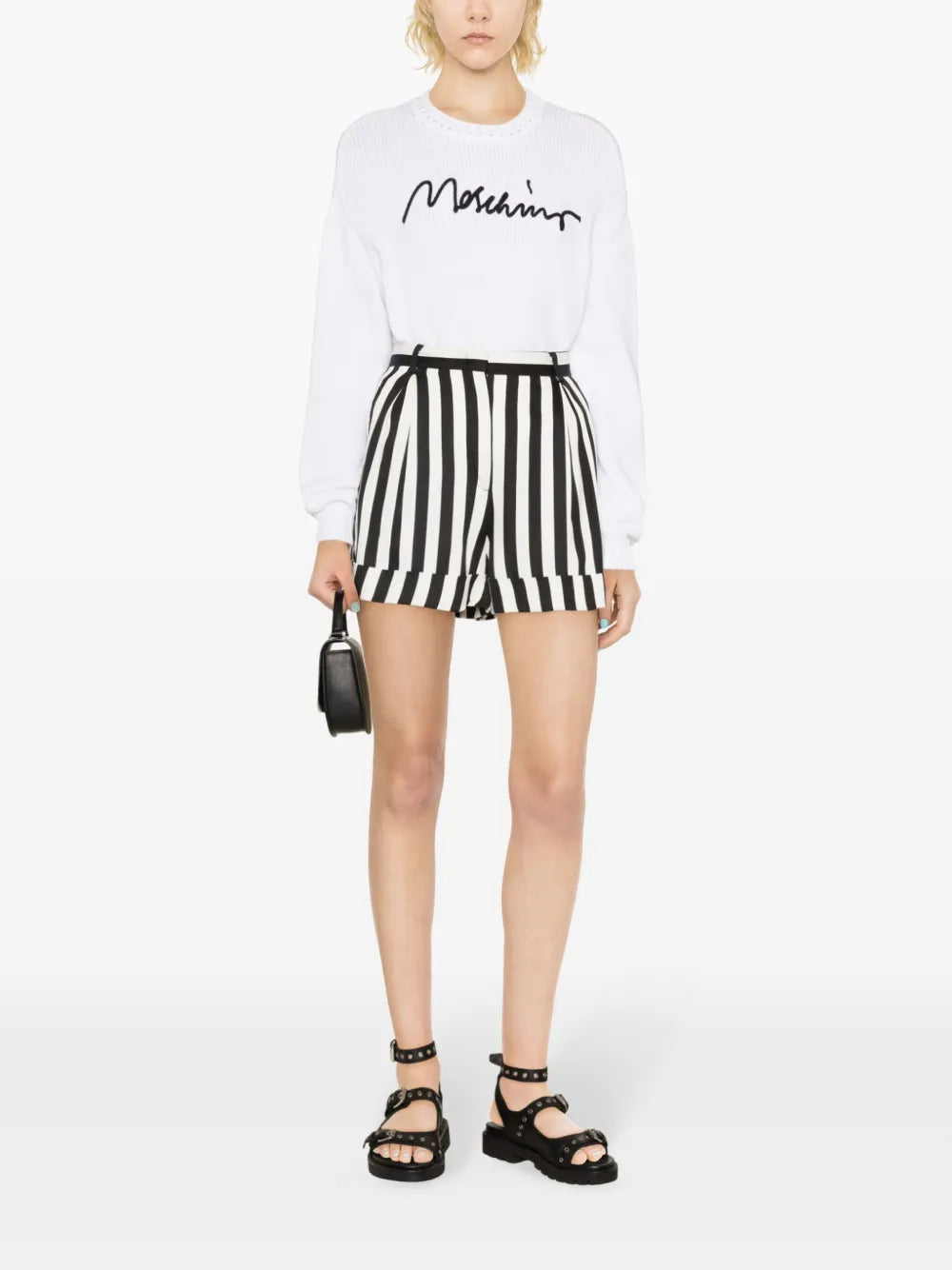 Striped Wide-Leg Satin Shorts