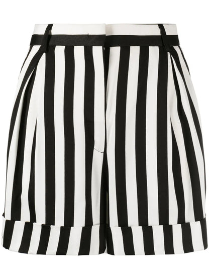 Striped Wide-Leg Satin Shorts