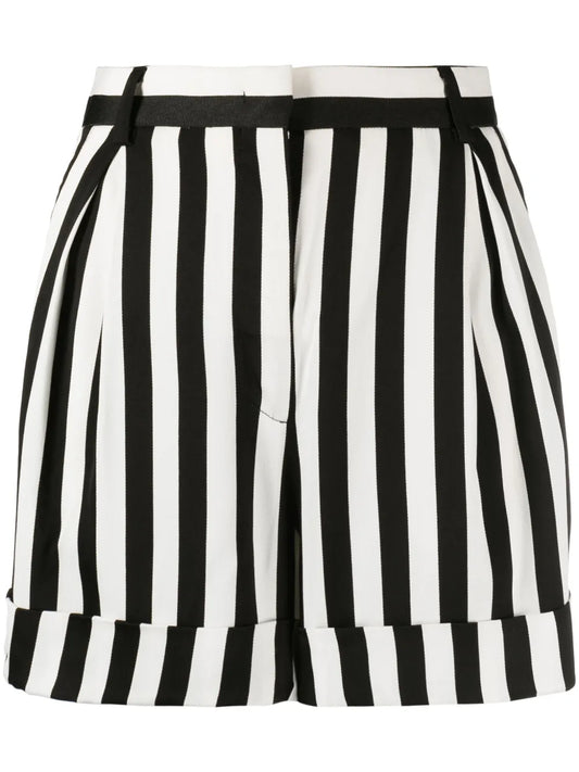 Striped Wide-Leg Satin Shorts