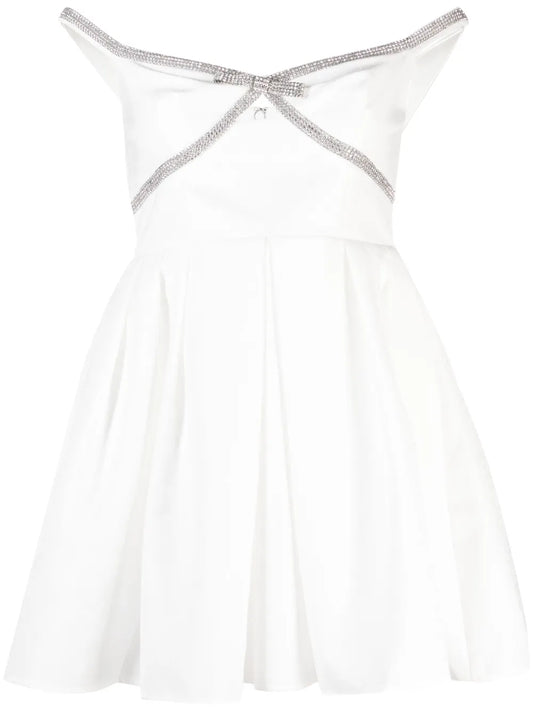 Diamanté-Trim Off-Shoulder Minidress