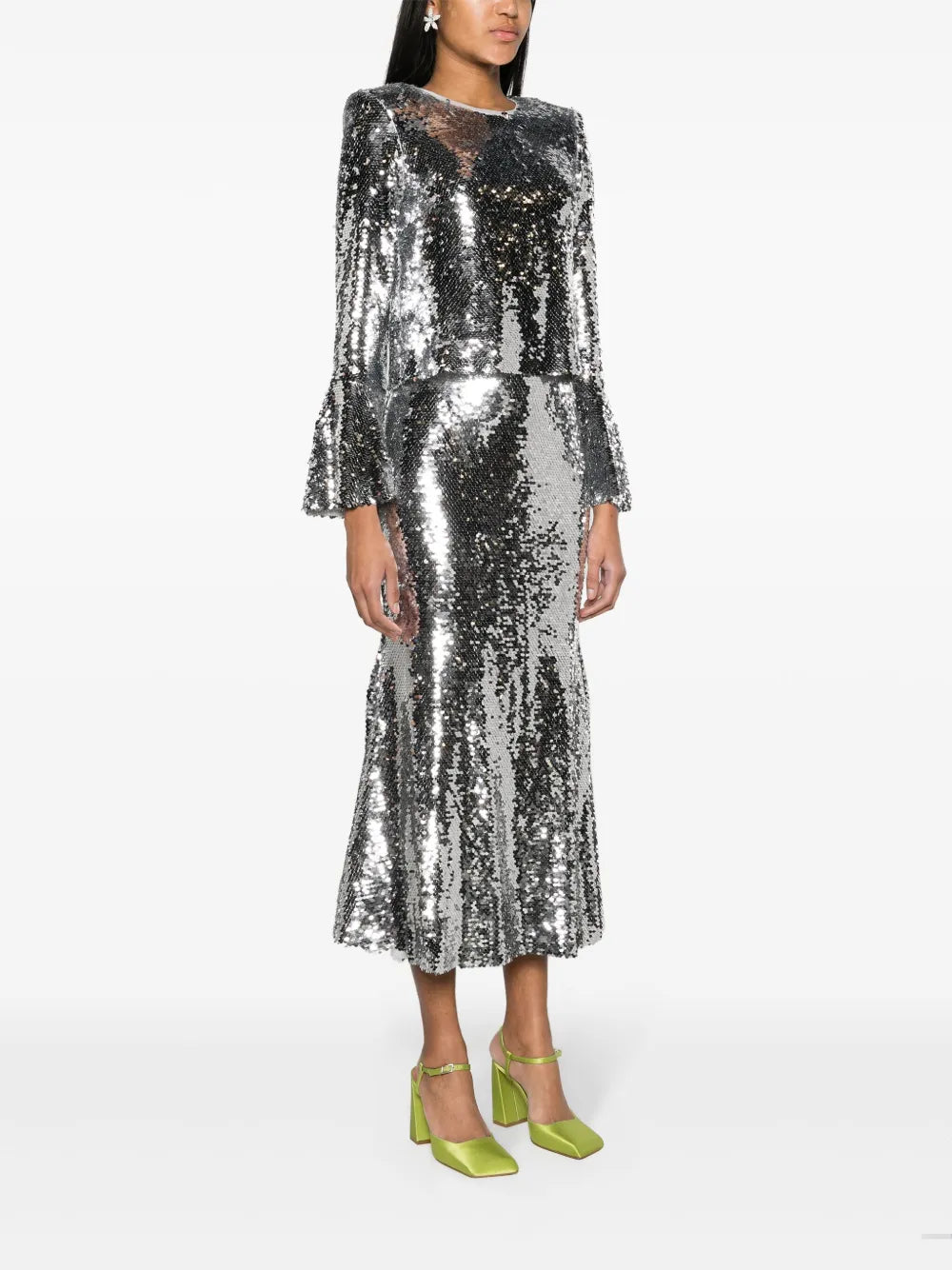 Sequin-Embellished Mesh Top