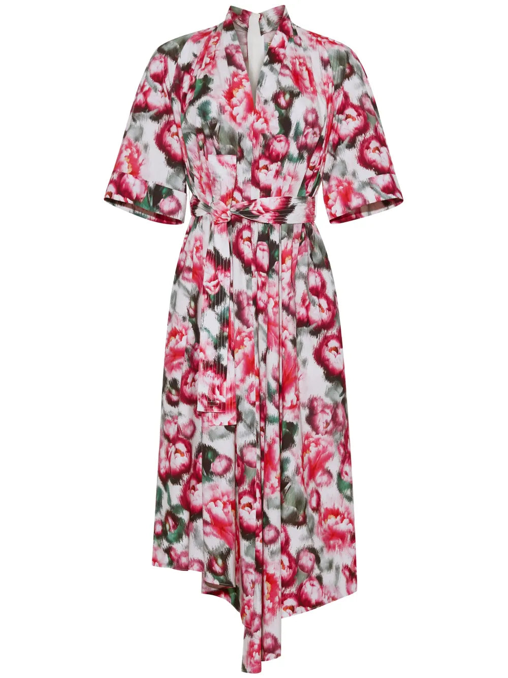 Floral-Print Asymmetric Midi Dress