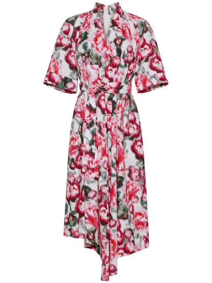 Floral-Print Asymmetric Midi Dress