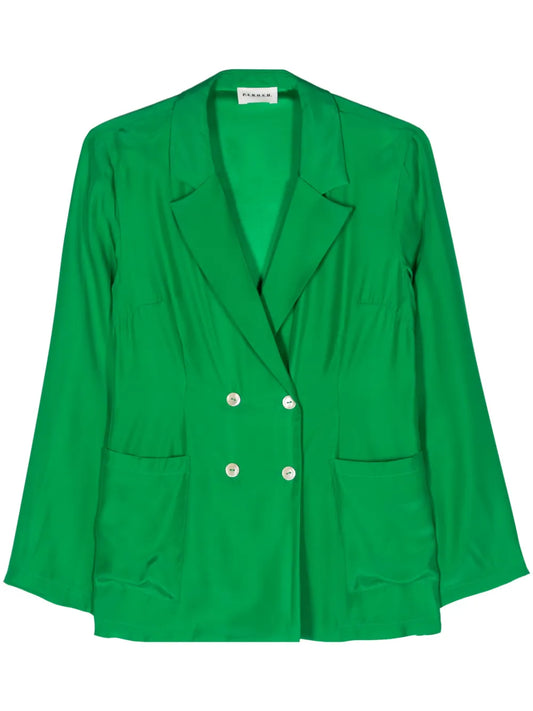 Double-Breasted Silk Blazer