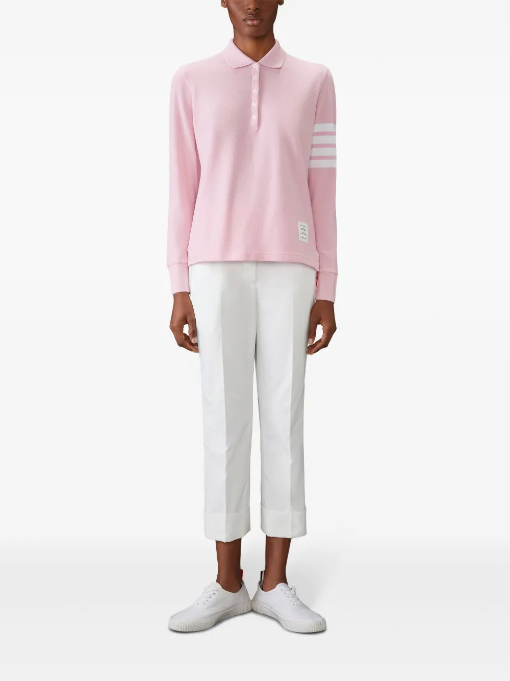 Three-Stripe Long-Sleeved Polo Shirt