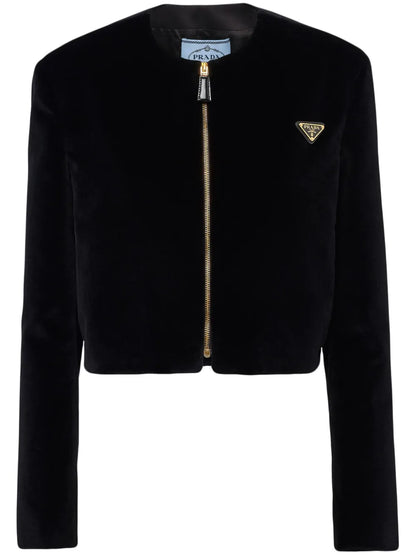 Triangle-Logo Velvet Jacket